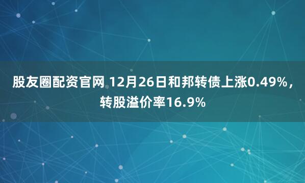 股友圈配资官网 12月26日和邦转债上涨0.49%，转股溢价率16.9%